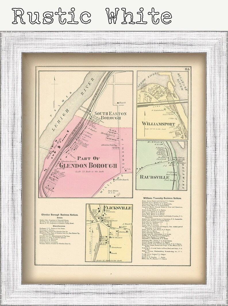 GLENDON Pennsylvania 1872 Map Replica or Genuine Original Etsy