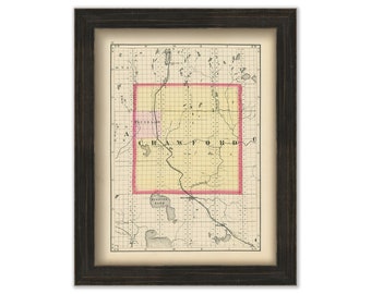 CRAWFORD COUNTY, Michigan 1873 Map - Replica or Genuine Original