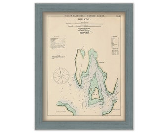 Bristol, Rhode Island - Nautical Chart by George W. Eldridge Colored Version 0329
