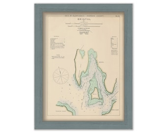 Bristol, Rhode Island - Nautical Chart by George W. Eldridge Colored Version 0329