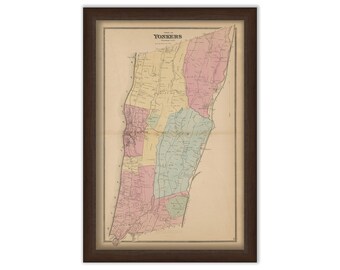 Town of YONKERS, New York 1868 Map
