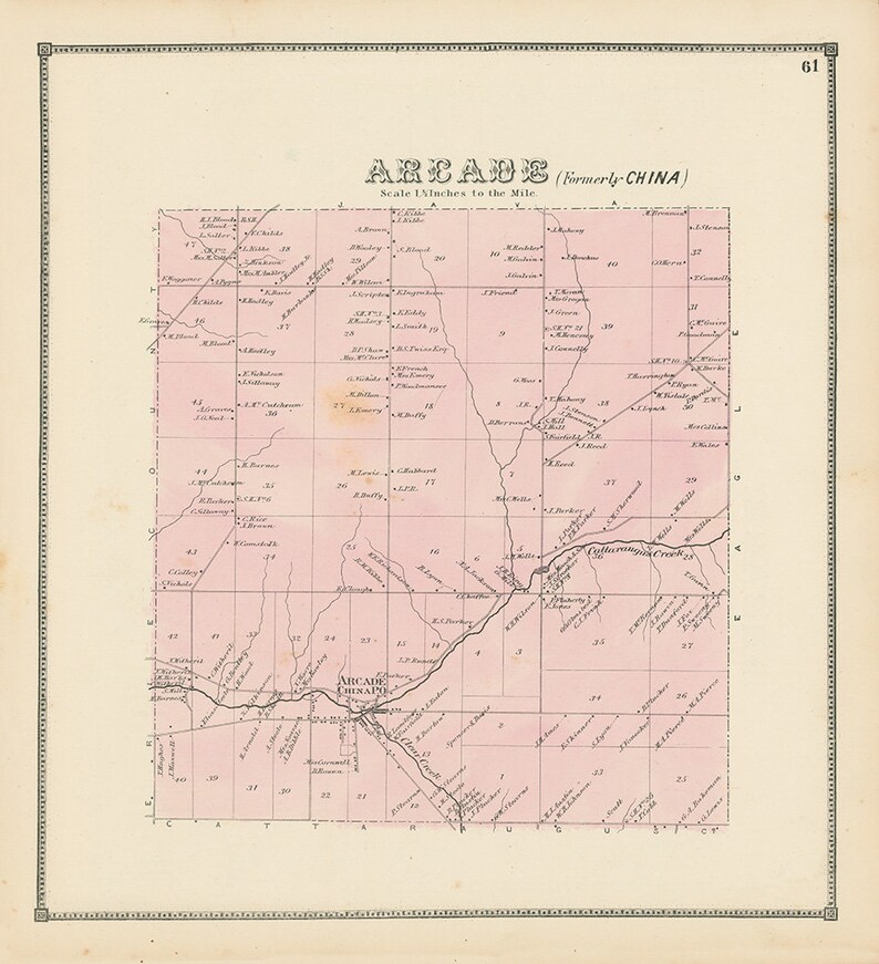 Town of ARCADE Wyoming County New York 1866 Map Etsy