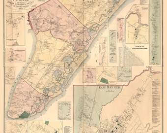 CAPE MAY COUNTY, New Jersey  -  1872 County Map
