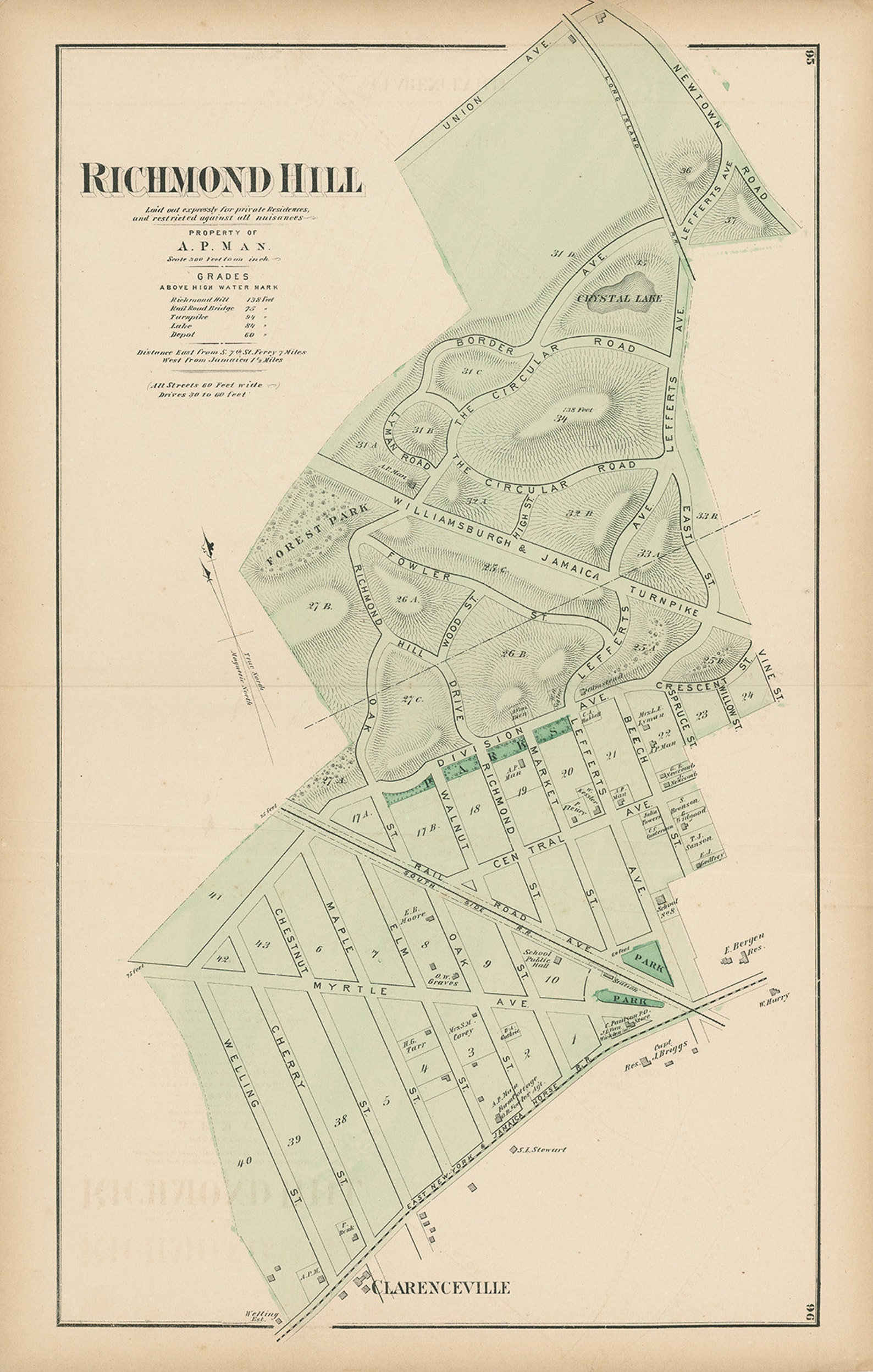 Richmond Hill New York 1873 Map Replica and GENUINE ORIGINAL Etsy