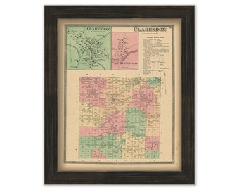 CLARENDON, New York 1875 Map, Replica or Genuine Original