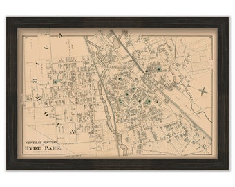 Hyde Park, Boston, Massachusetts 1876 Map - Replica or GENUINE ORIGINAL