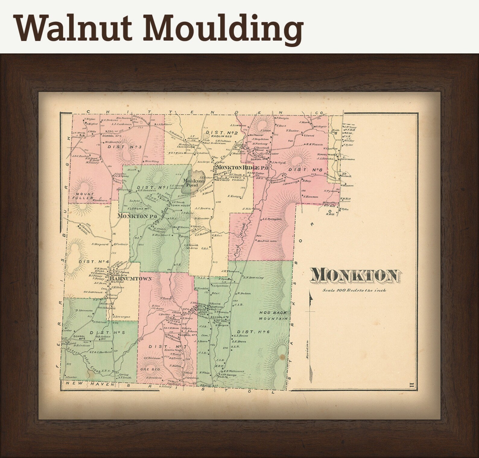 MONKTON Vermont 1871 Map Etsy