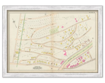 BROOKLINE, Massachusetts 1900 map, Plate 8 - Beacon St, Washington Square - Replica or GENUINE ORIGINAL