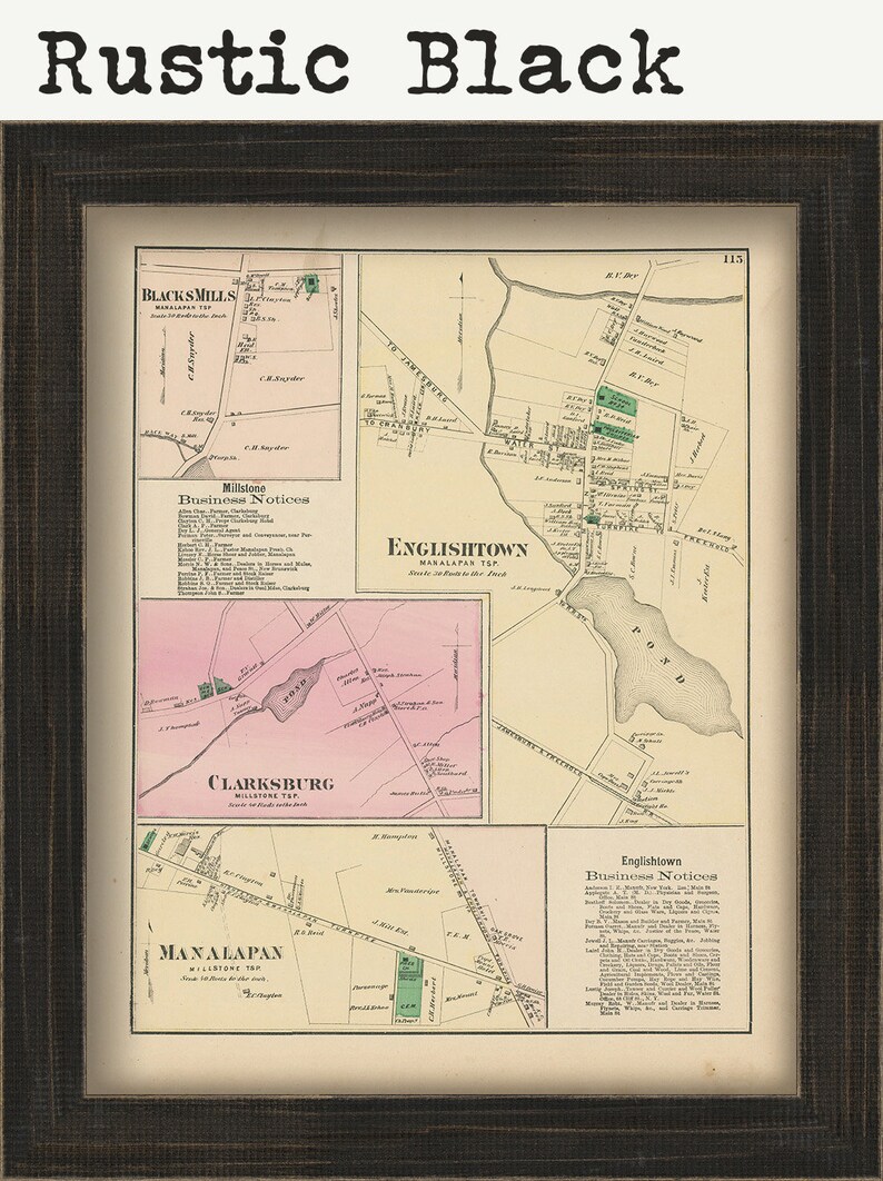 Village of ENGLISHTOWN New Jersey 1873 Map Replica or Etsy