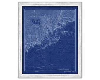 NORWALK, NORTON and SAUGATUCK, Connecticut  -  1957 Nautical Chart Blueprint