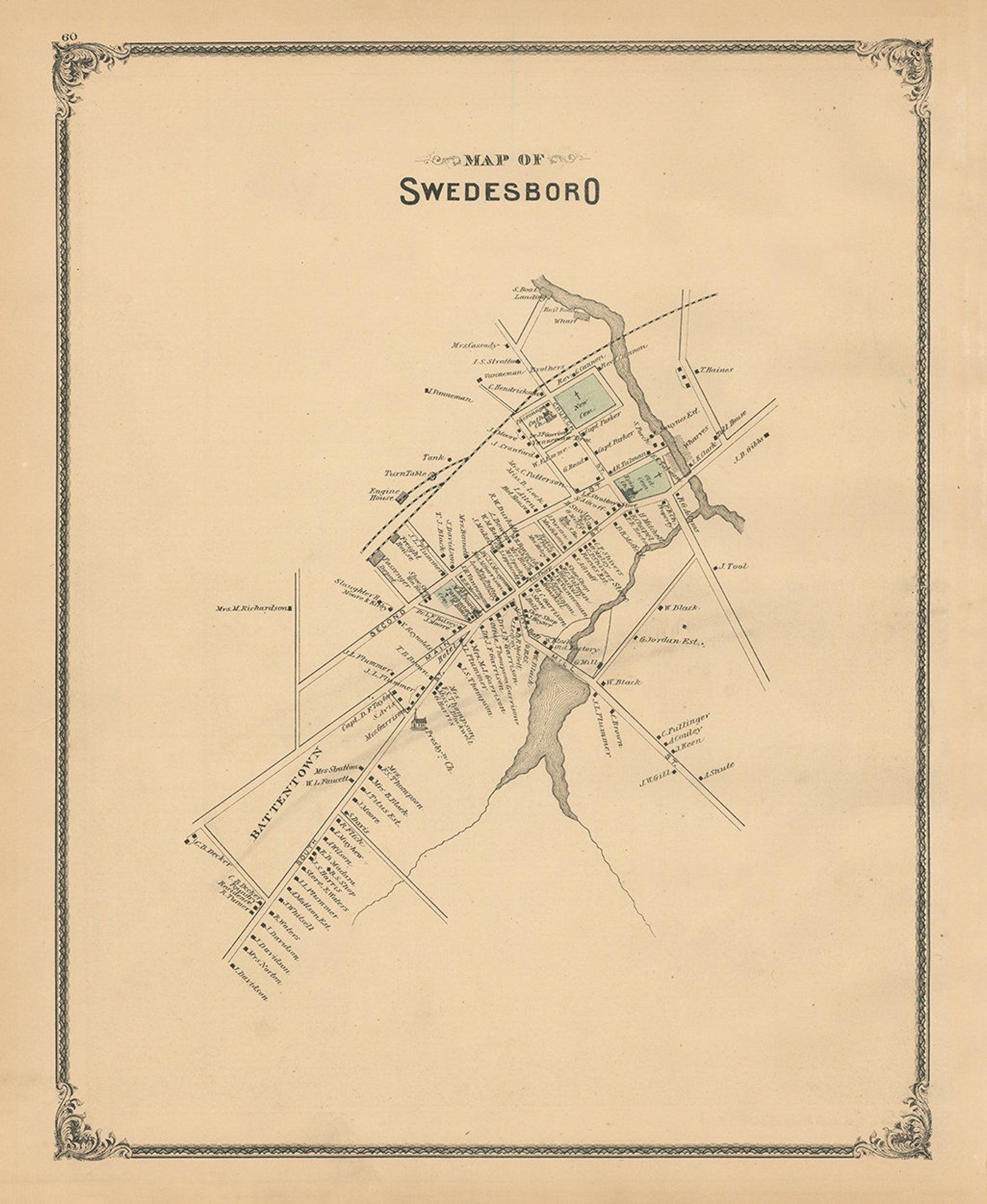 SWEDESBORO New Jersey 1879 Map Etsy