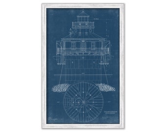 CRAIGHILL CHANNEL Lower Range Front Light, Maryland  - Blueprint Drawing and Plan of the Lighthouse as it was in 1883.