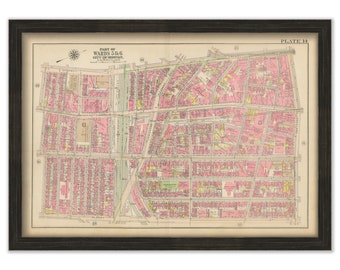 BOSTON, Massachusetts 1917 Map, Plate 14, Chinatown, South End  -  Replica or Genuine ORIGINAL