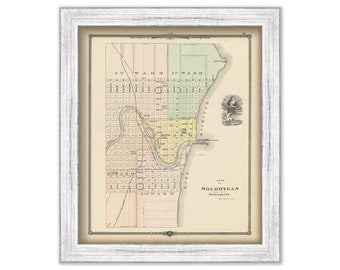 SHEBOYGAN, Wisconsin 1878 Map, Replica or Genuine Original
