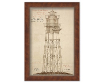 Minots Ledge Light House, Masachusetts 1851 Architectural Drawings