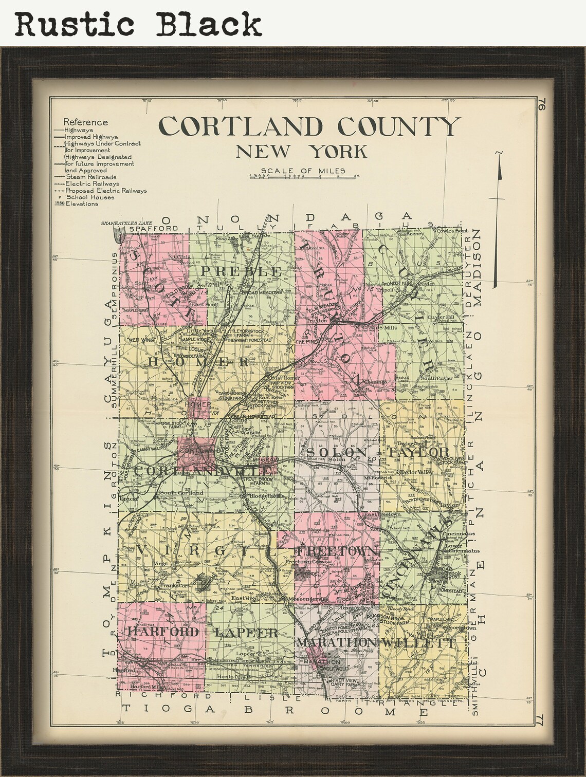 CORTLAND County New York 1912 Map Replica or GENUINE Etsy