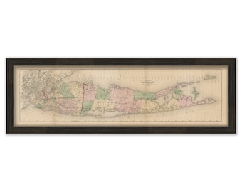 LONG ISLAND, New York 1873 Map, Replica and Genuine Original