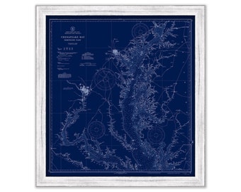 CHESAPEAKE BAY Nautical Chart Blueprint- Northern Section - 1937