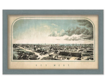 KEY WEST, Florida - Circa 1800s Bird's Eye View Print
