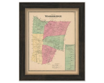 WOODBRIDGE, Connecticut, 1868 Map, Replica or Genuine Original