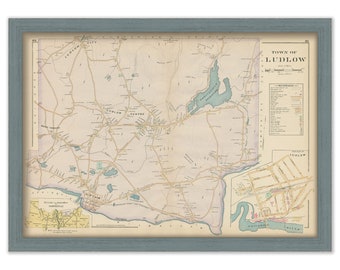 LUDLOW, Massachusetts 1894 Map  -  Replica or Genuine ORIGINAL