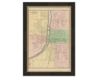 GRAND RAPIDS, Michigan 1873 Map - Replica or Genuine Original