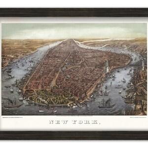 NEW YORK CITY 1873 Bird&#39;s Eve View