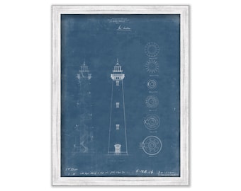 BODIE ISLAND LIGHTHOUSE, Outer Banks, North Carolina - Blueprint Drawing and Plan of the Lighthouse as it was in 1870.