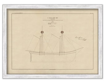 NANTUCKET LIGHTSHIP  - Drawing and Plan of the Lightship 1855