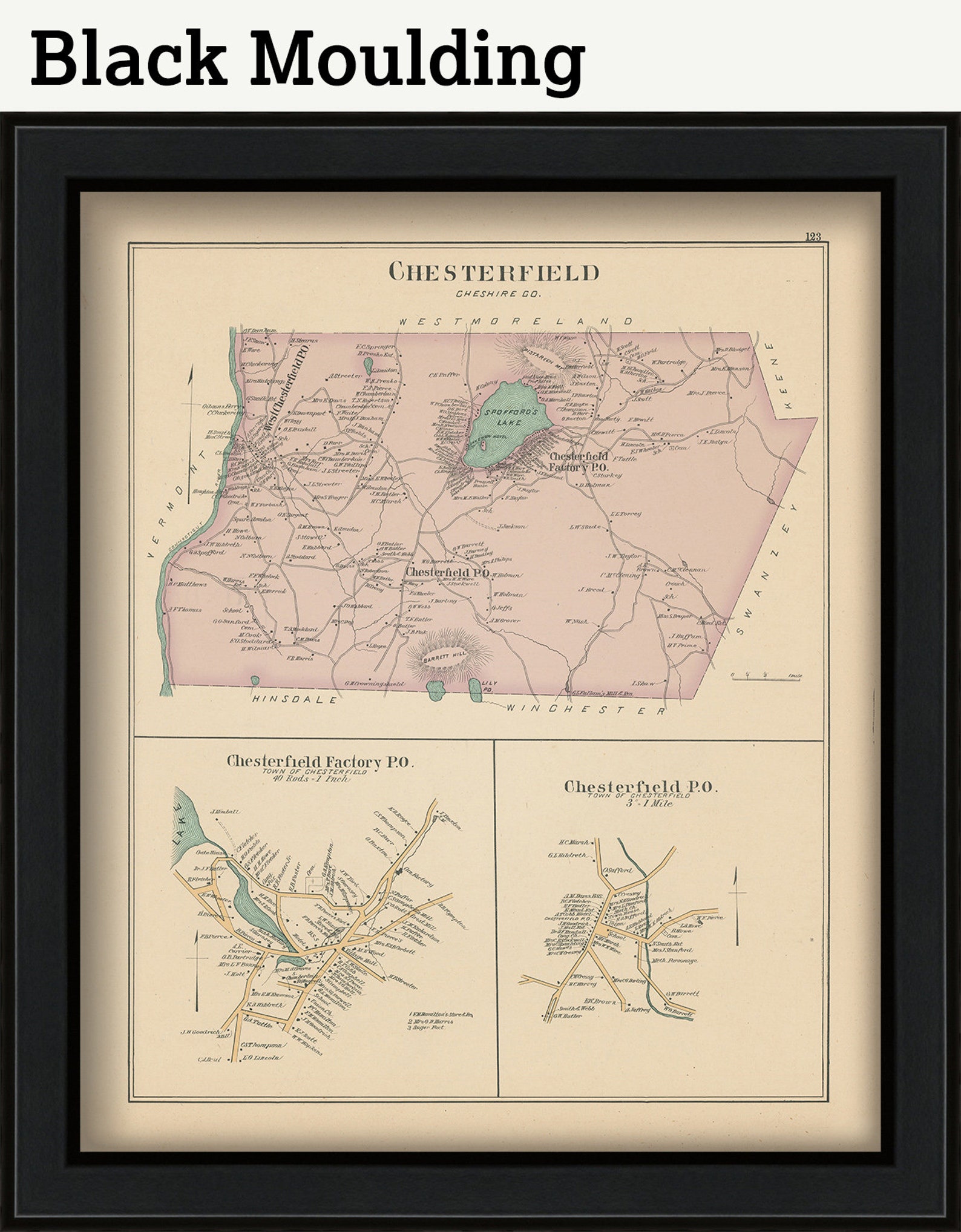 CHESTERFIELD New Hampshire 1892 Map Replica or Genuine Etsy