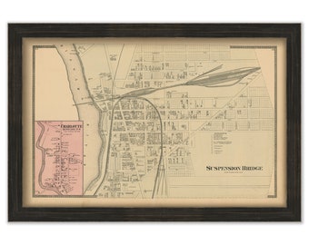NIAGARA FALLS, New York 1875 Map, Replica or Genuine Original