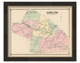 ASHLAND, Massachusetts 1875 Map - Replica or Genuine ORIGINAL