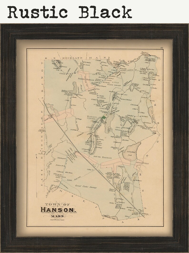 HANSON Massachusetts 1879 Map Replica or Genuine ORIGINAL Etsy