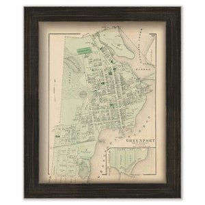 Greenport Village, Southold, New York 1873 Map, Replica and GENUINE ORIGINAL