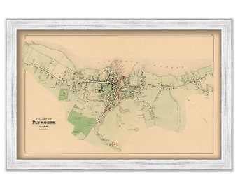 Village of PLYMOUTH, Massachusetts 1879 Map - Replica or Genuine ORIGINAL