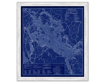 LAKE WINNIPESAUKEE, New Hampshire 1967 Nautical Chart Blueprint