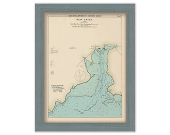 New Haven, Connecticut - Nautical Chart by George W. Eldridge Colored Version
