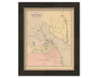 BELFAST, Maine 1890 Map, Replica or GENUINE ORIGINAL