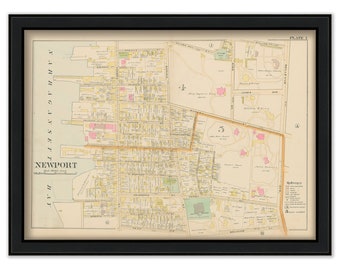 NEWPORT, Rhode Island 1893 Map-Plate I