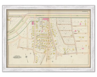 BROOKLINE, Massachusetts 1900 map, Plate 6 - Commonwealth Ave, Babcock St, Pleasant St - Replica or GENUINE ORIGINAL