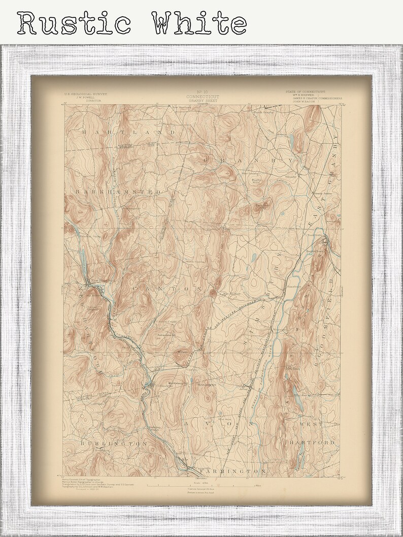 GRANBY CANTON and AVON Connecticut 1893 Topographic Map Etsy