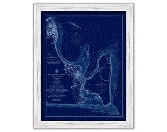 Edgartown, Martha's Vineyard, Massachusetts 1894 Nautical Chart Blueprint
