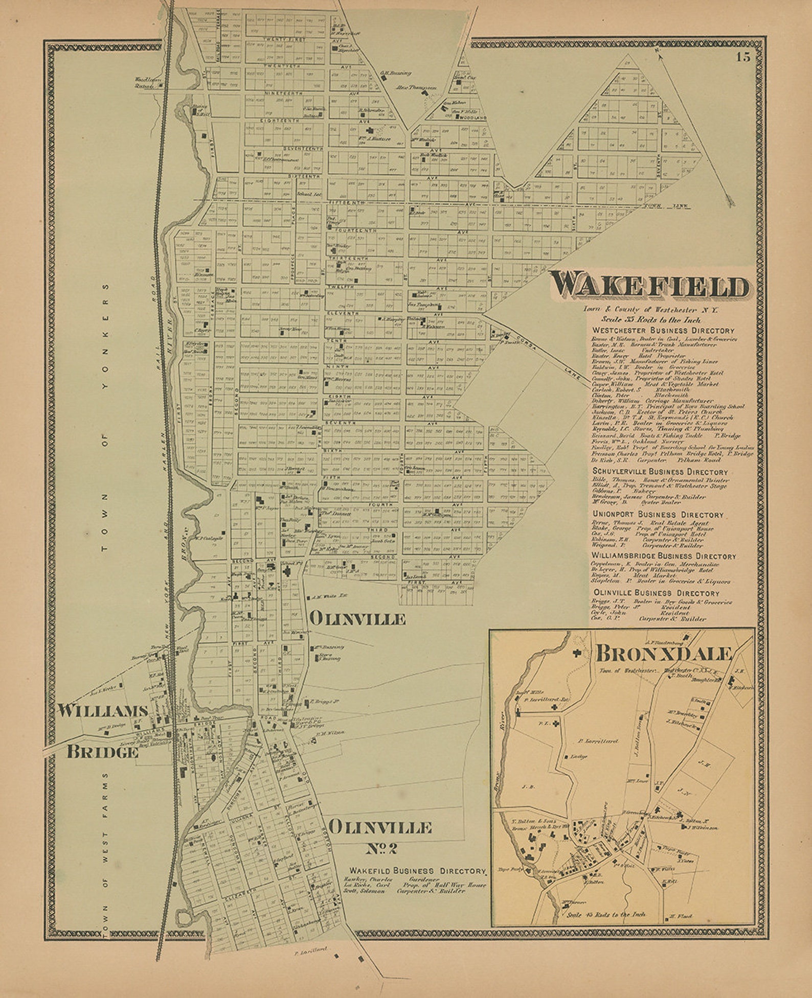 Town of WAKEFIELD New York 1868 Map Etsy