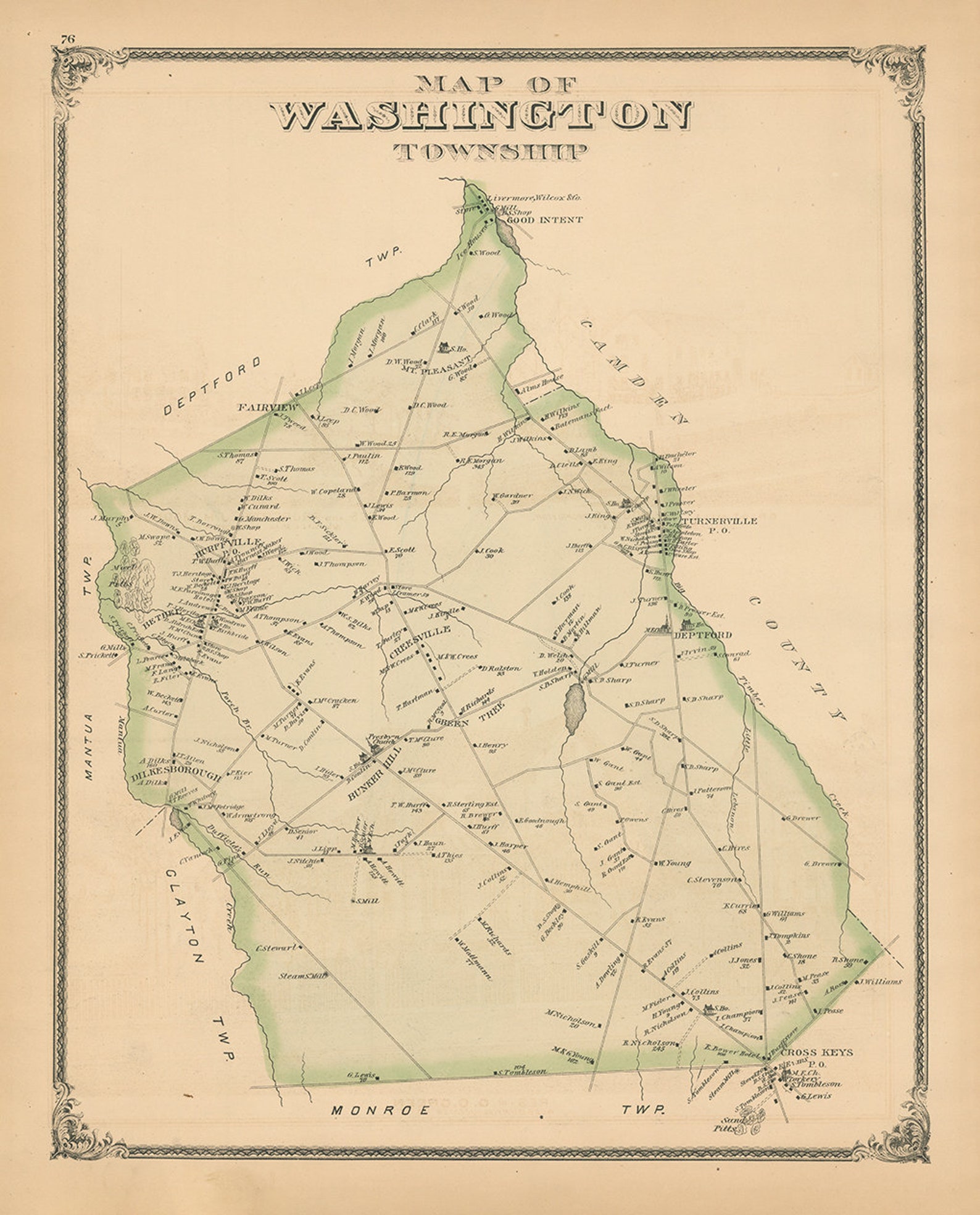 WASHINGTON New Jersey 1879 Map  Etsy