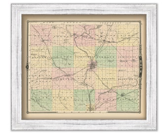 ROCK COUNTY, Wisconsin 1878 Map, Replica or Genuine Original