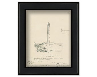 CAPE HATTERAS LIGHTHOUSE, Outer Banks, North Carolina  -  Drawing and Plan of the Lighthouse as it was in 1870