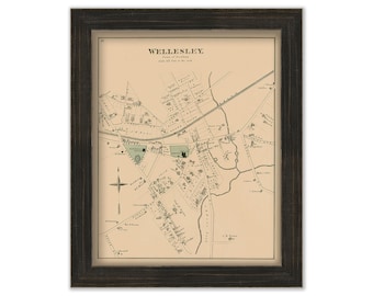 WELLESLEY, Massachusetts 1876 Map - Replica or GENUINE ORIGINAL