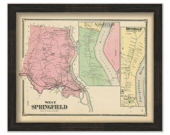 Town of WEST SPRINGFIELD, Massachusetts 1870 Map