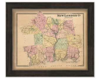 NEW LONDON COUNTY, Connecticut, 1868 Map