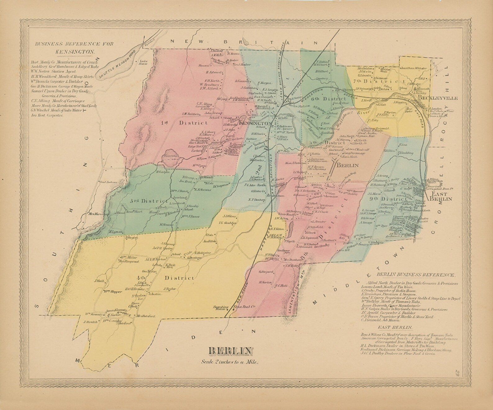 BERLIN Connecticut 1869 Map Replica or GENUINE ORIGINAL Etsy UK